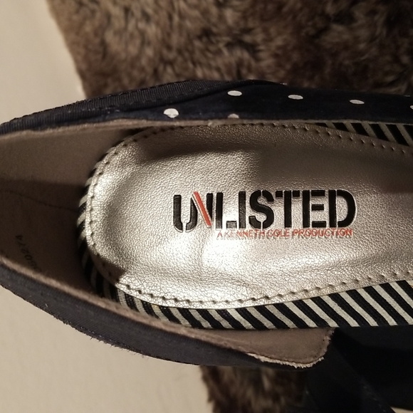 Women's heels Navy Suede and White Polka Dot size 9M by Unlisted - Picture 3 of 5